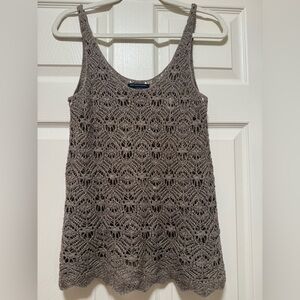 American Eagle Gray Crochet Knit Sweater Tank